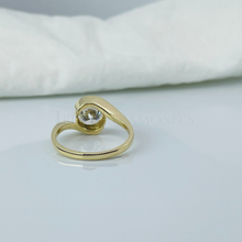 Tension Setting Round Cut 14K Solid Gold Twisted Diamond Rings IGI Certified