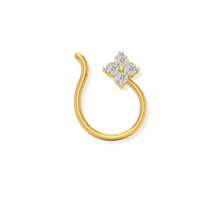 18K Solid Gold 4 Stone Cluster Diamond Nose Pin for Women Triple C Diamond's 18K 