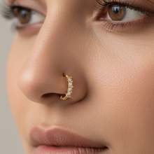18K Solid Gold 5 Diamond Bar Nose Ring - Triple C Diamond's