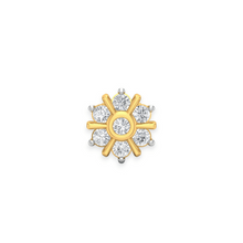 18K Solid Gold 7 Stone Flower Nose Pin