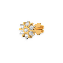 18K Solid Gold 7 Stone Flower Nose Pin