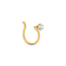 18K Solid Gold Single Diamond 6 Prong Nose Pin - Triple C Diamond's