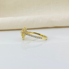 Floral Design 14K Solid Gold Diamond Ring For Everyday Jewelry