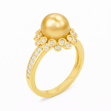 10 mm Champagne tone South Sea Pearl 14K Solid Gold Pearl Ring