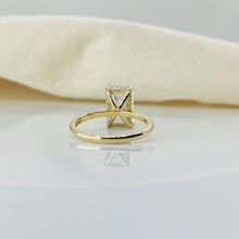 Classic Emerald Cut Hidden Halo 14K Solid Gold Solitaire Engagement Ring 2 to 4 carat