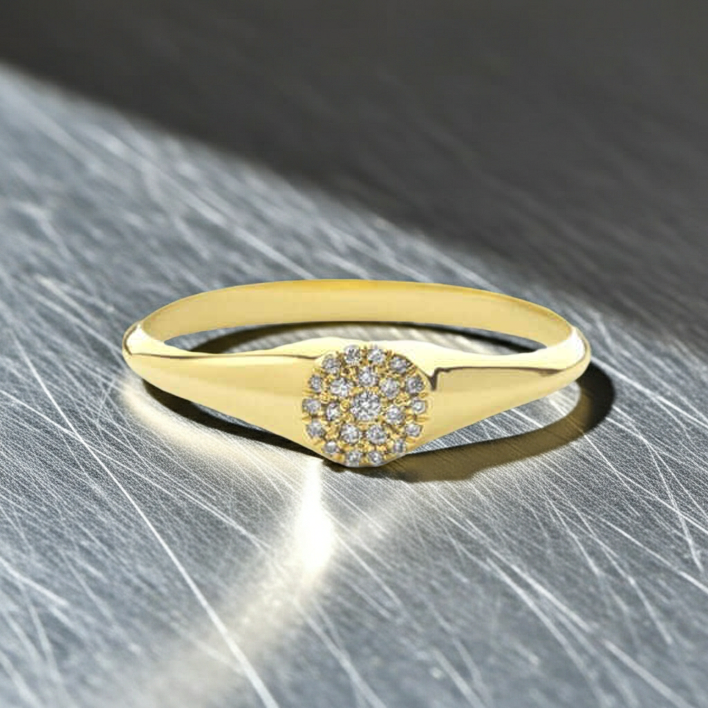 Cluster Diamond 14K Solid Gold Ring For Women