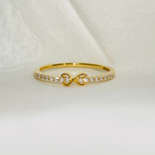 Infinity Style 14K Solid Gold Pave Diamond Fashion Ring Band