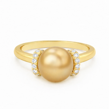 10 mm Deep Golden South Sea Pearl 14K Solid Gold Timeless Pearl Ring