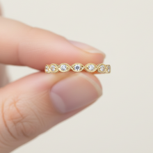 Marquise Style 14K Solid Gold Antic Design Diamond Wedding Ring Band