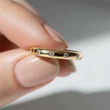 14K Solid Gold Flux Setting Diamond Wedding Ring Band for Women