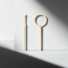 14K Solid Gold Vertical Bar Diamond Earrings