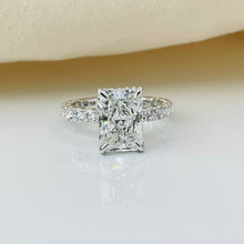 3 to 5 Carat Radiant Cut Curved style Side Band 14K Solid Gold Engagement Ring