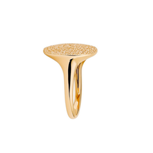 Large Circle 14K Solid Gold Cluster Diamond Statement Ring