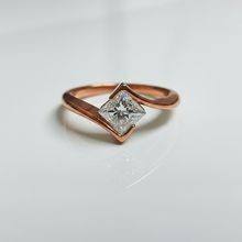 Princess Cut Bypass Setting 14K Solid Gold Engagement Ring