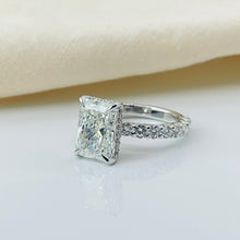 3 to 5 Carat Radiant Cut Curved style Side Band 14K Solid Gold Engagement Ring