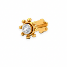 18K Solid Gold Bezel Setting Single Diamond Piercing Stud