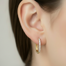 14K Solid Gold Diamond Square Hoop Earrings