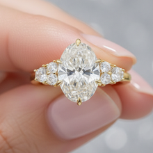 Oval Cut Cathedral Setting 14K Solid Gold Engagement Diamond Ring 2 to 4 Carat