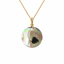 Natural Circle Mobe Pearl Pendant Necklace 14K Solid Gold Statement Jewelry