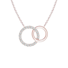 14K Solid Gold Two Circle Diamond Necklace