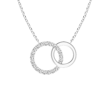 14K Solid Gold Two Circle Diamond Necklace