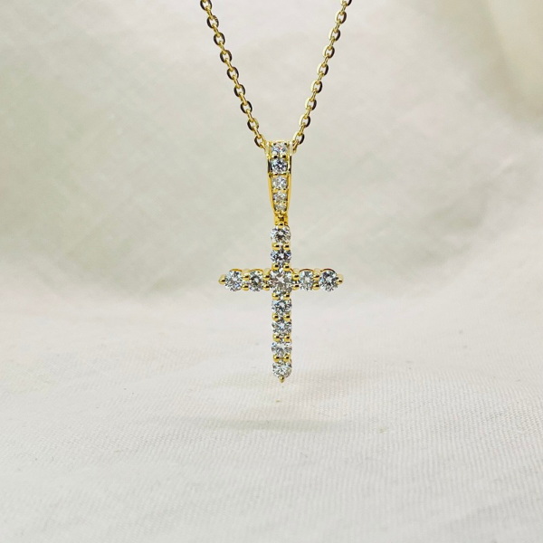 1.00 Carat 14K Solid Gold Cross Pendant For Everyday Blessing
