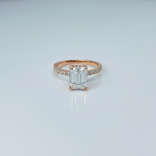 2 to 4 Carat Emerald Cut Pave Setting 14K Solid Gold Solitaire Diamond Engagement Ring