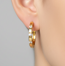 14K Solid Gold Dainty Diamond Hoop Earrings