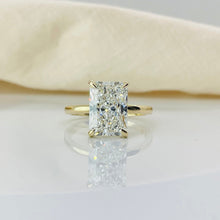Elegant Radiant Cut Hidden Halo 14K Solid Gold Engagement Ring 2 to 4 Carat