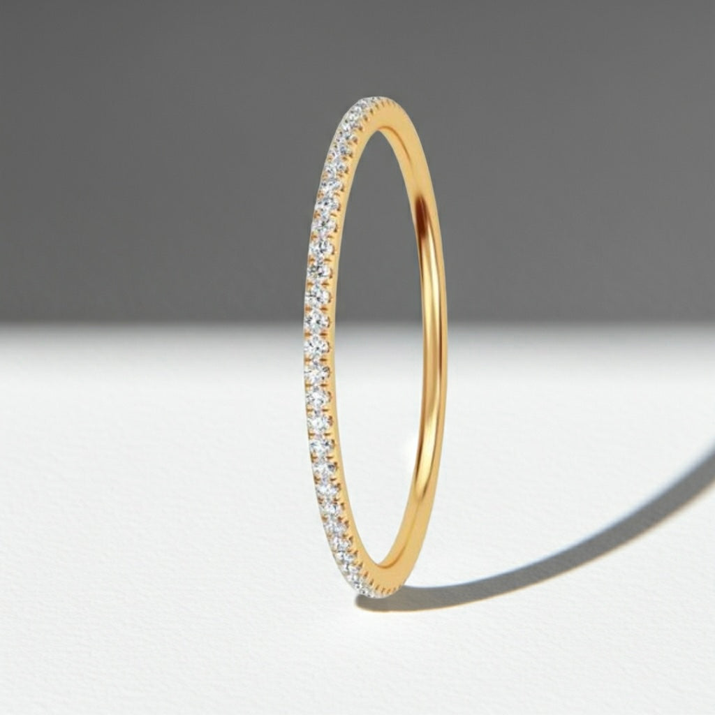 0.20 ctw 14K Solid Gold 3/4 Eternity Ring Band For Women