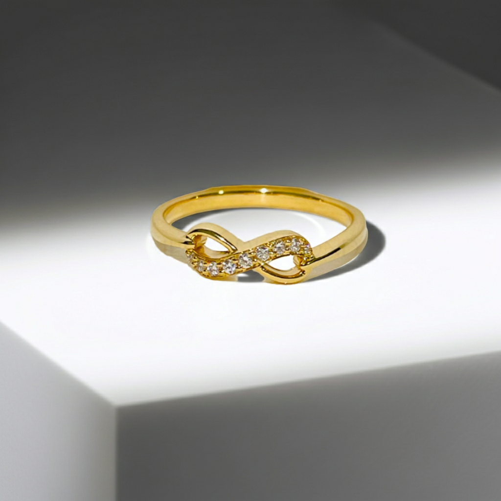 Infinity 14K Solid Gold Diamond Wedding Ring Band