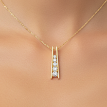 14K Solid Gold Vertical Prong Settings Diamond Necklace