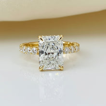 3 to 5 Carat Radiant Cut Curved style Side Band 14K Solid Gold Engagement Ring