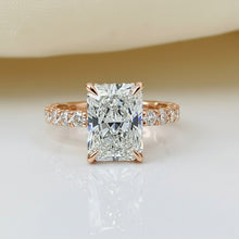 3 to 5 Carat Radiant Cut Curved style Side Band 14K Solid Gold Engagement Ring
