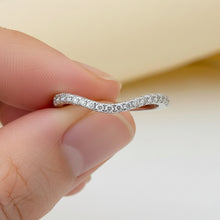 Curved Pave Diamond Wedding Band 14K Solid Gold