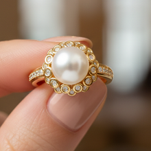 10 mm White South Sea Pearl 14K Solid Gold Stunning Pearl Ring