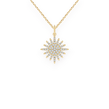 14K Solid Gold The Glory of Sun Diamond Necklace