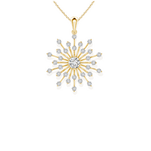 14K Solid Gold Motif Flower Diamond Necklace