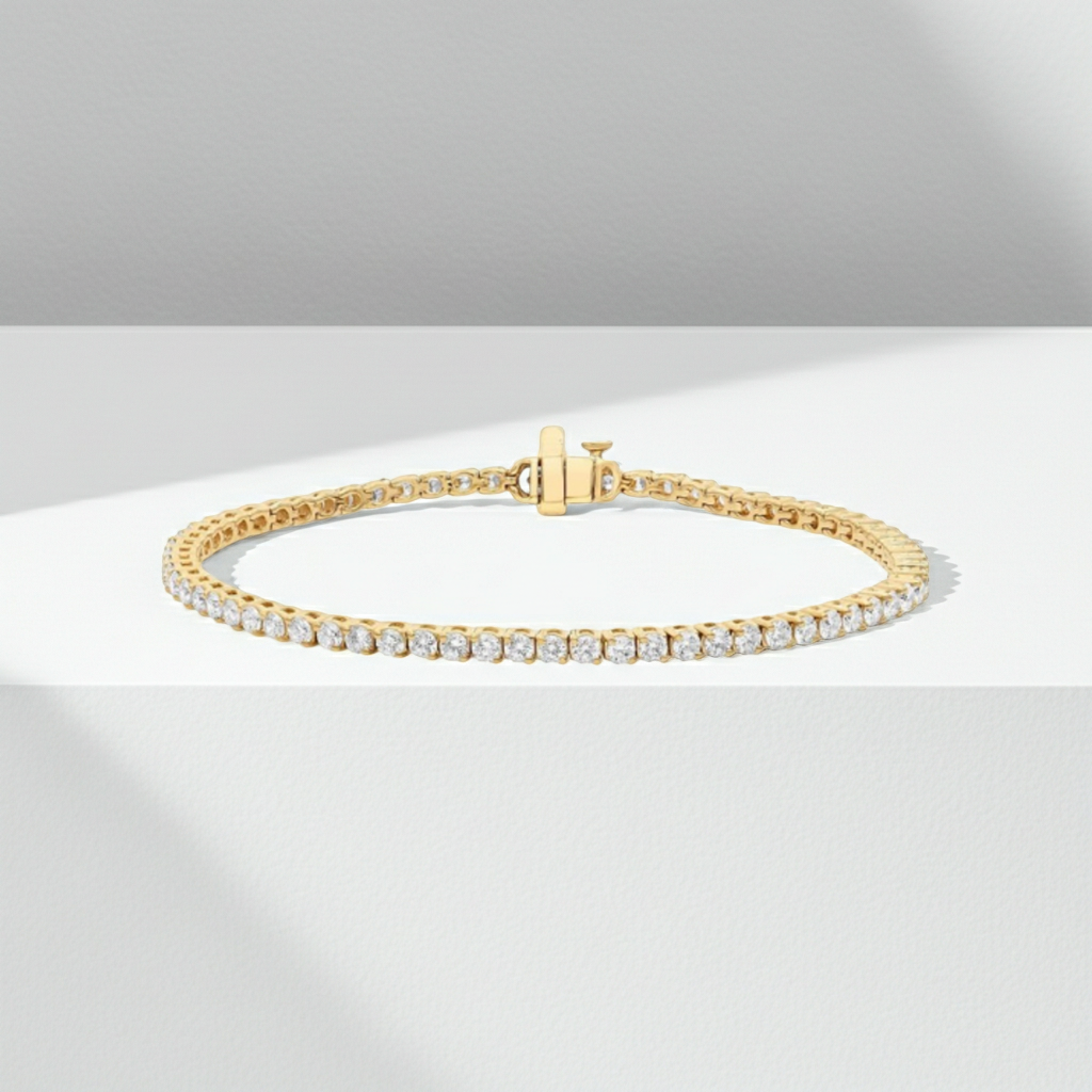 2.00 MM 14K Solid Gold Diamond Prong Setting Tennis Bracelet 2.00 Ctw - 2.60 Ctw