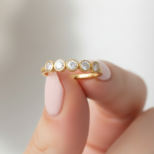 Bezel Setting 14K Solid Gold 5 Diamond Ring for Everyday Wear