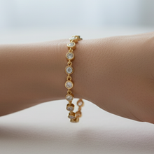 14K Solid Gold Bezel Link Setting Tennis Bracelet