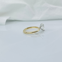 Two Tone Oval Cut 14K Solid Gold Solitaire Diamond Engagement Ring