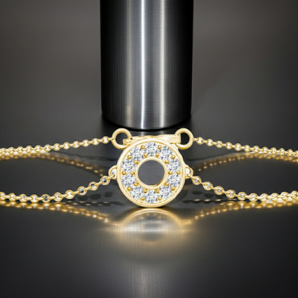 14K Solid Gold Circle Elegant Bracelet