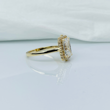 3 Carat Radiant Cut Halo 14K Solid Gold Solitaire Diamond Engagement Ring