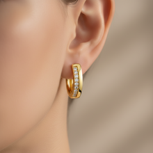 14K Solid Gold Diamond Petit Hoop Earrings