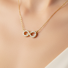 14K Solid Gold Infinity Diamond Necklace for her