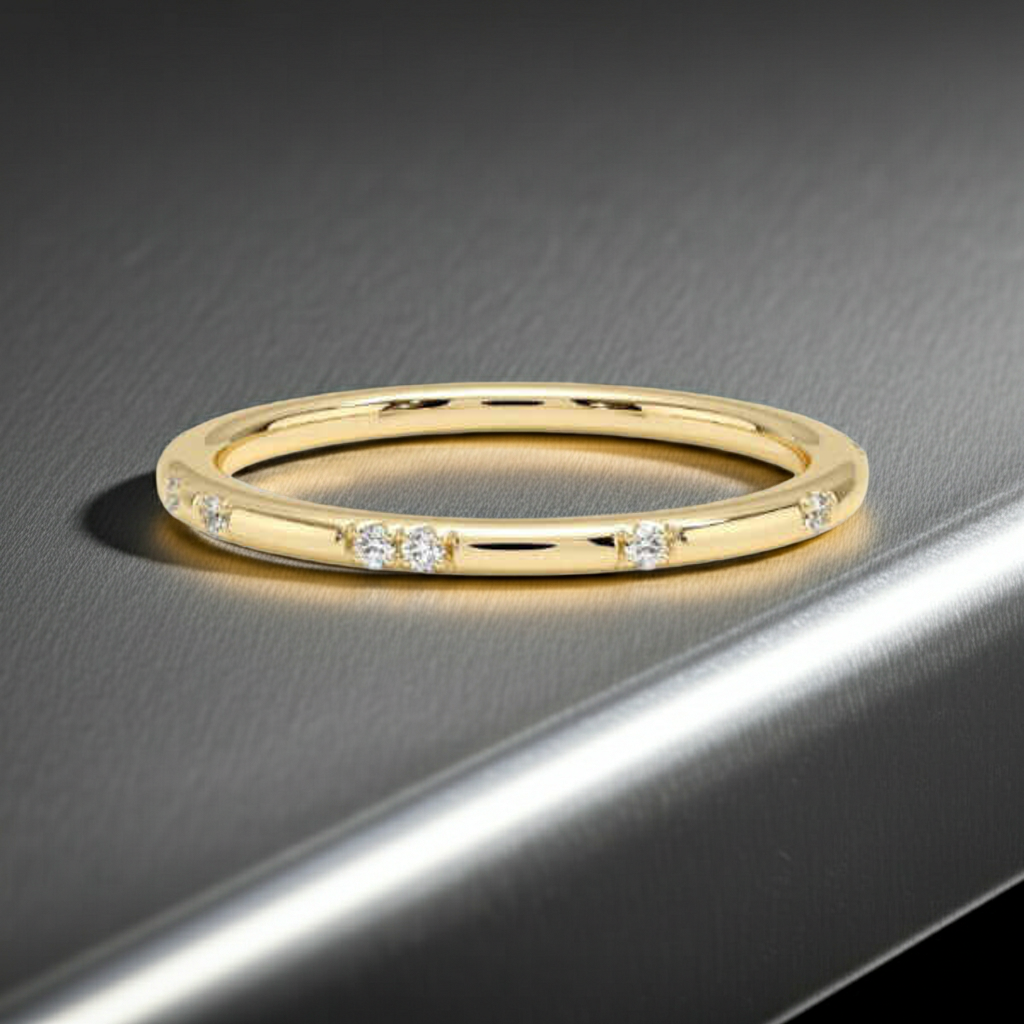 14K Solid Gold Diamond Stacking Wedding Ring Band for Some One Special