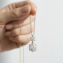 14K Solid Gold 2 Diamond Fancy Stunning Pendant For Women