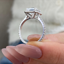 Unique Asscher Cut Diamond Single Halo 14K Solid Gold Engagement Ring