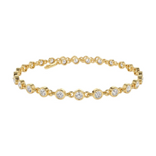 14K Solid Gold Bezel Link Setting Tennis Bracelet